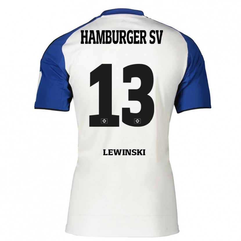 Danxen Dames Fyn-Luca Lewinski #13 Wit Blauw Thuisshirt Thuistenue 2025/26 T-Shirt