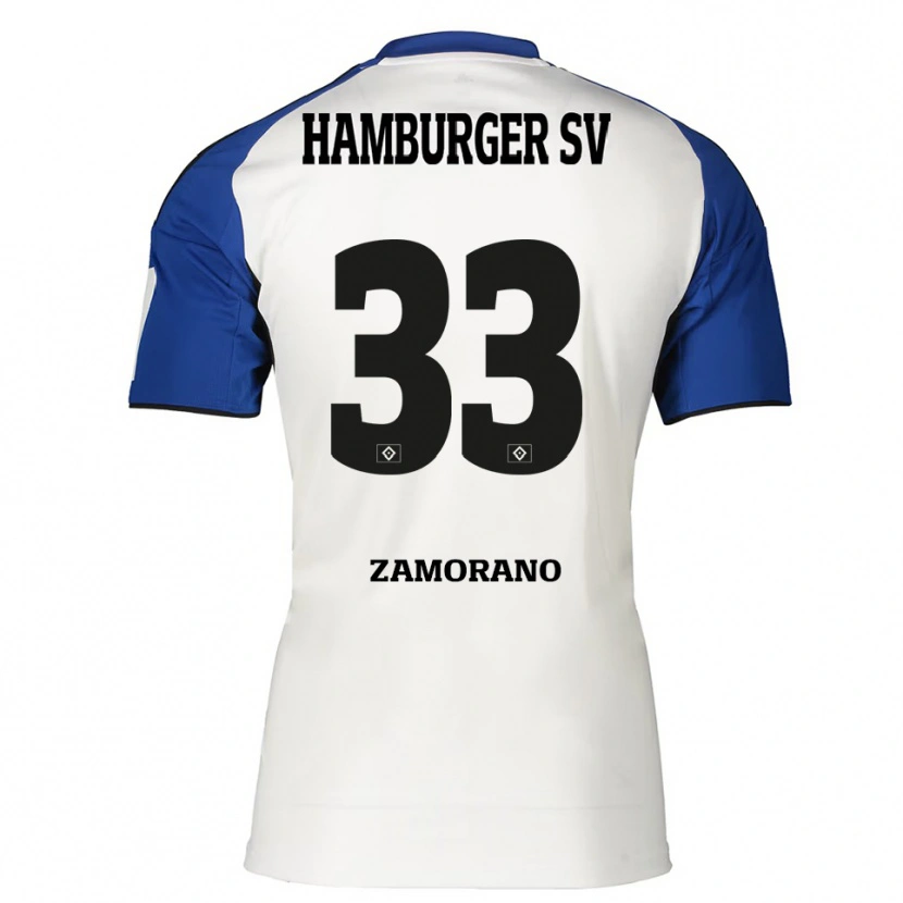 Danxen Dames Jolina Zamorano #33 Wit Blauw Thuisshirt Thuistenue 2025/26 T-Shirt