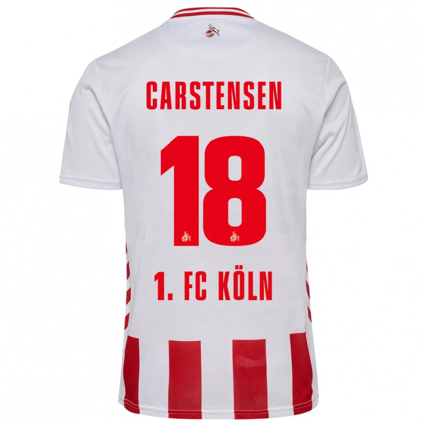 Danxen Dames Rasmus Carstensen #18 Wit Rood Thuisshirt Thuistenue 2025/26 T-Shirt