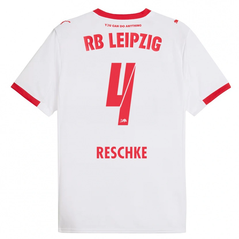 Danxen Dames Gianluca Reschke #4 Wit Rood Thuisshirt Thuistenue 2025/26 T-Shirt