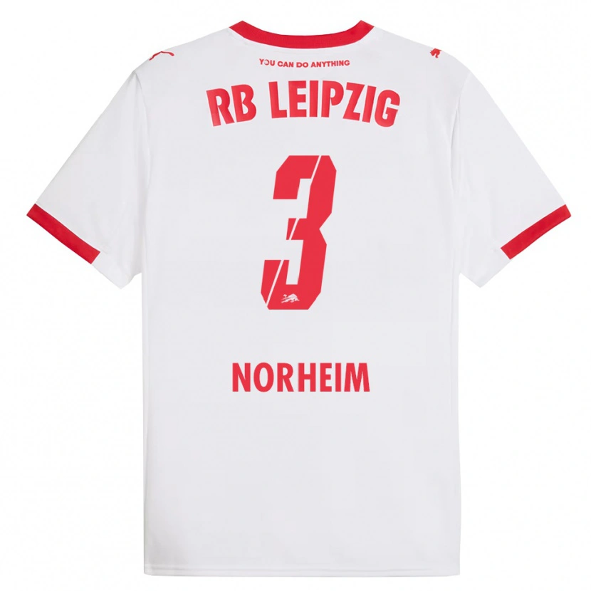 Danxen Dames Andrea Norheim #3 Wit Rood Thuisshirt Thuistenue 2025/26 T-Shirt