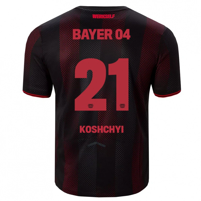 Danxen Dames Yegor Koshchyi #21 Zwart Rood Thuisshirt Thuistenue 2025/26 T-Shirt
