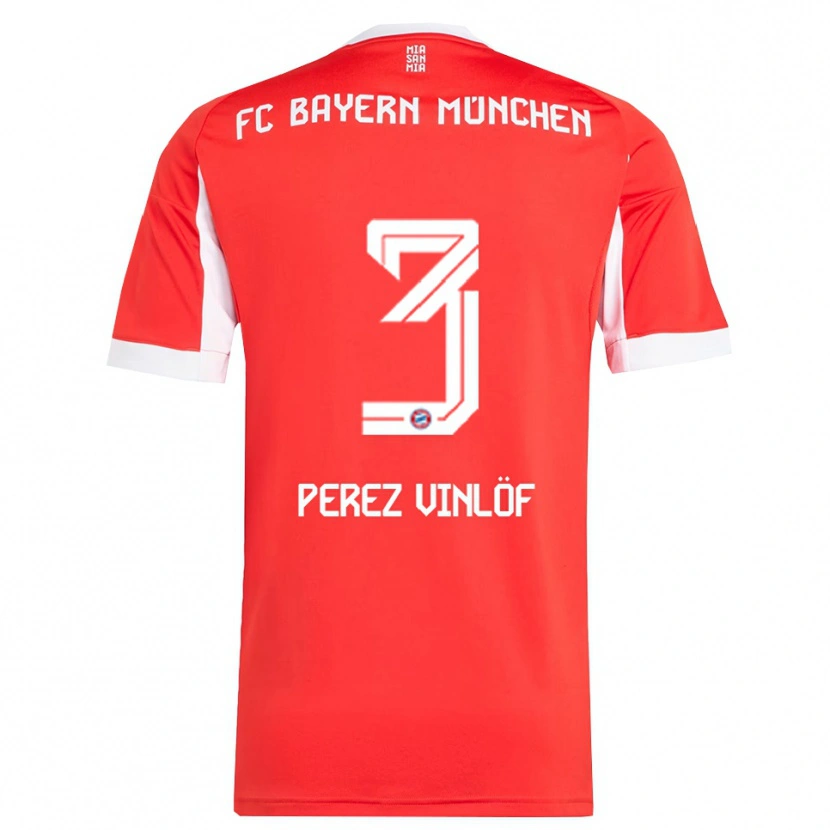 Danxen Dames Matteo Perez Vinlöf #3 Wit Rood Thuisshirt Thuistenue 2025/26 T-Shirt