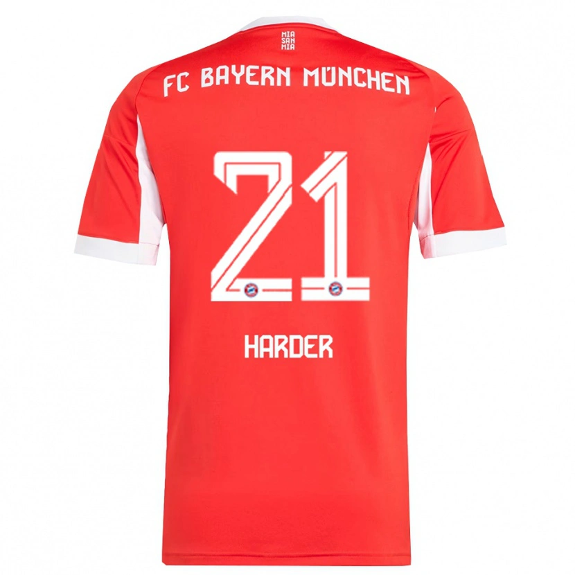 Danxen Dames Pernille Harder #21 Wit Rood Thuisshirt Thuistenue 2025/26 T-Shirt