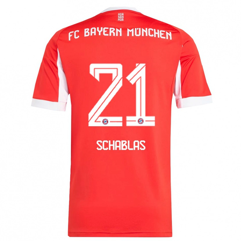 Danxen Dames Matteo Schablas #21 Wit Rood Thuisshirt Thuistenue 2025/26 T-Shirt