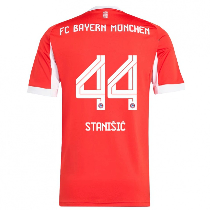 Danxen Dames Josip Stanisic #44 Wit Rood Thuisshirt Thuistenue 2025/26 T-Shirt