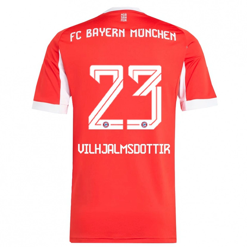 Danxen Dames Karolina Lea Vilhjalmsdottir #23 Wit Rood Thuisshirt Thuistenue 2025/26 T-Shirt