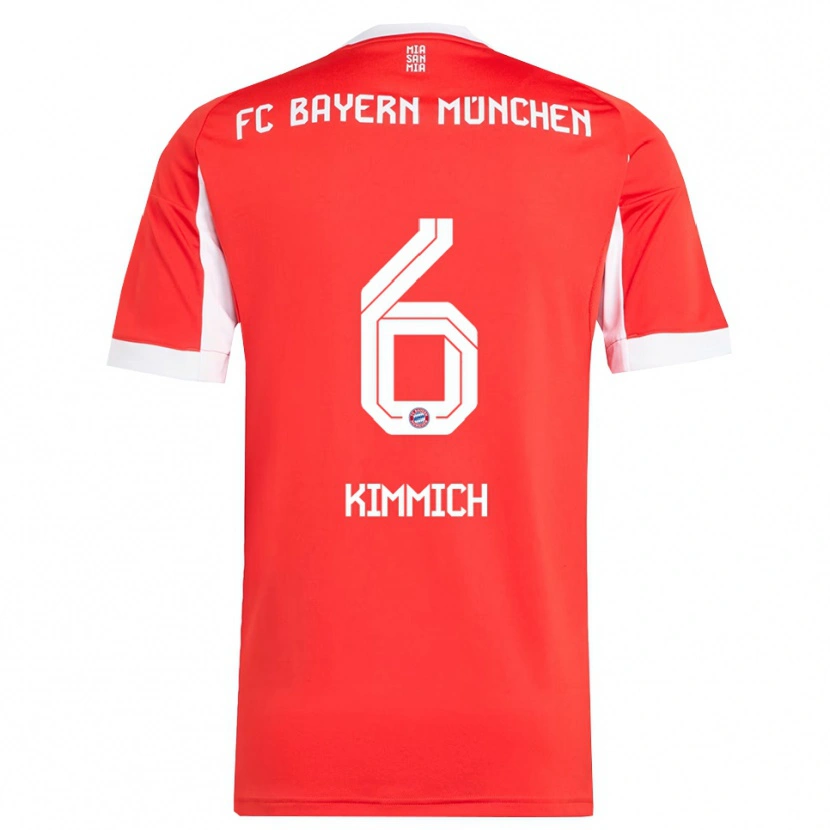 Danxen Dames Joshua Kimmich #6 Wit Rood Thuisshirt Thuistenue 2025/26 T-Shirt