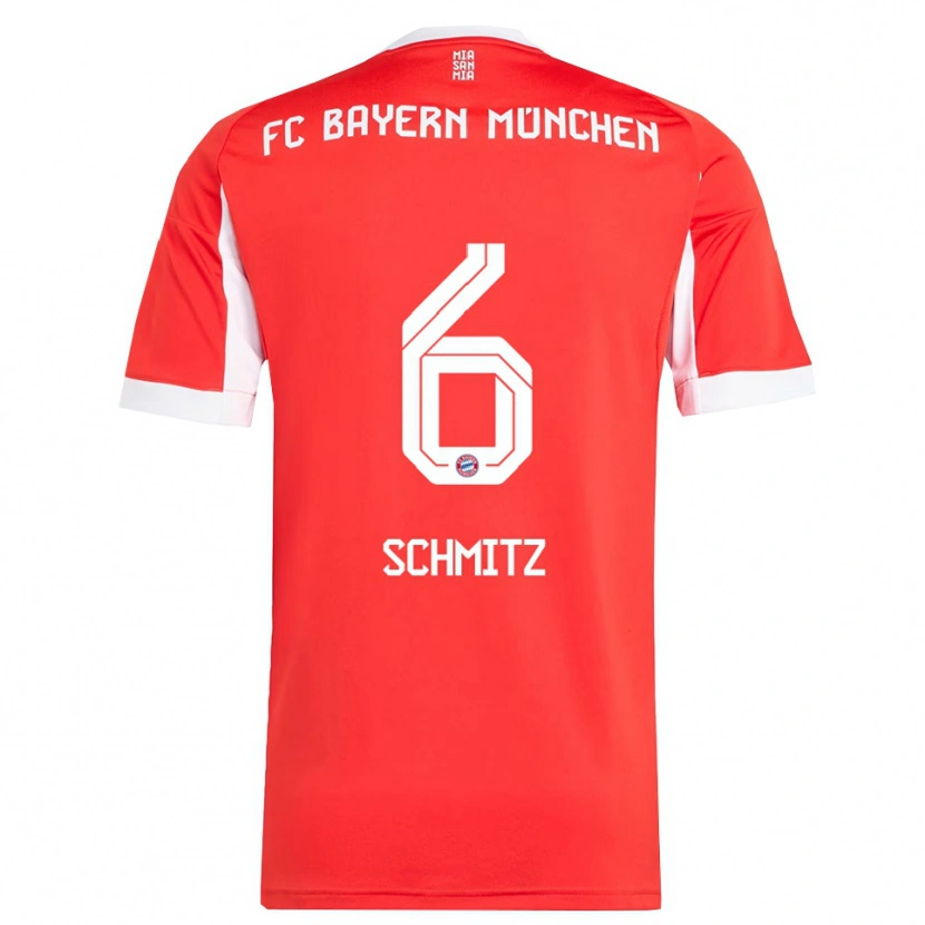 Danxen Dames Benno Schmitz #6 Wit Rood Thuisshirt Thuistenue 2025/26 T-Shirt