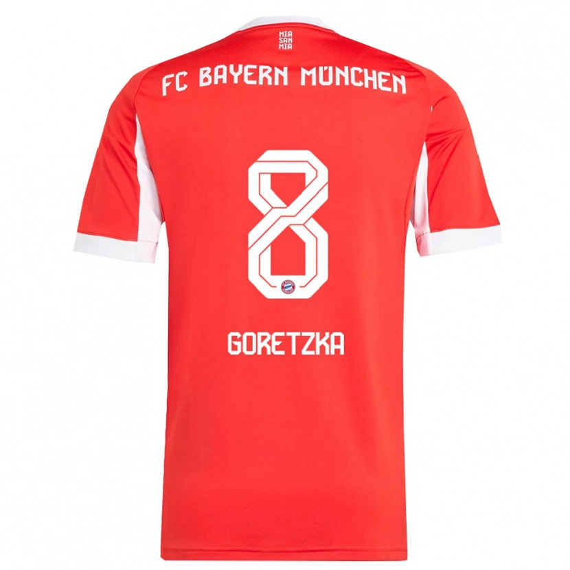 Danxen Dames Leon Goretzka #8 Wit Rood Thuisshirt Thuistenue 2025/26 T-Shirt