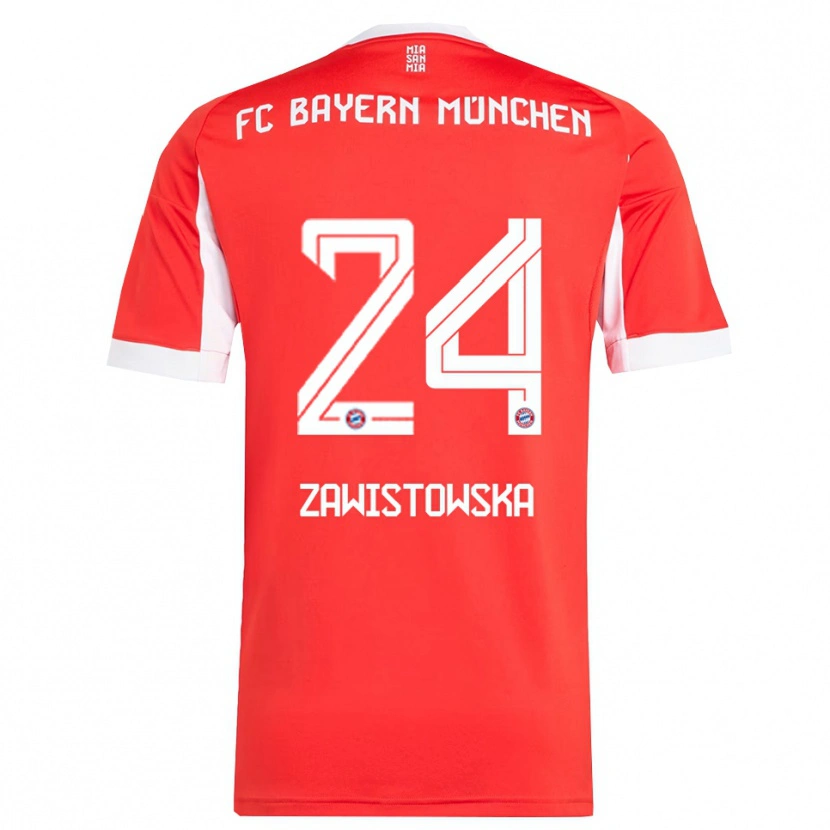 Danxen Dames Weronika Zawistowska #24 Wit Rood Thuisshirt Thuistenue 2025/26 T-Shirt