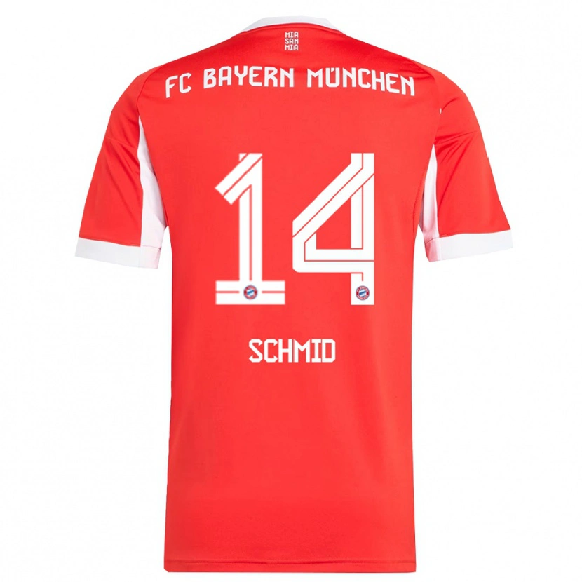 Danxen Dames Leopold Schmid #14 Wit Rood Thuisshirt Thuistenue 2025/26 T-Shirt