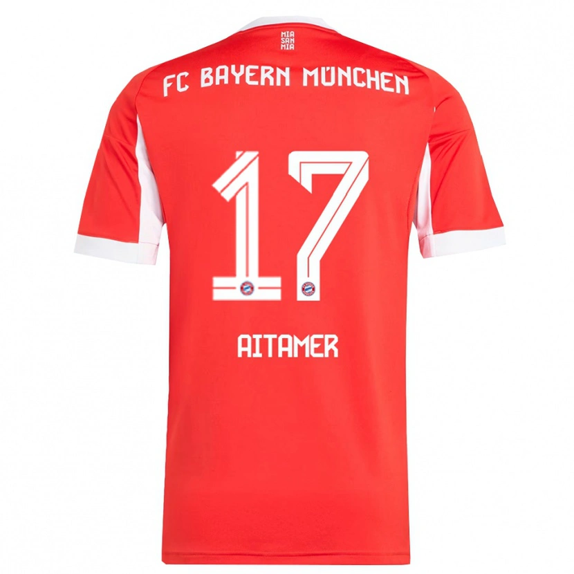 Danxen Dames Younes Aitamer #17 Wit Rood Thuisshirt Thuistenue 2025/26 T-Shirt