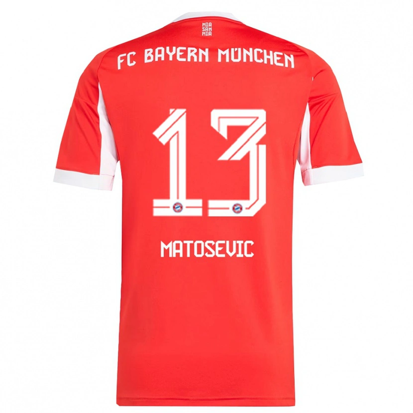 Danxen Dames Michael Matosevic #13 Wit Rood Thuisshirt Thuistenue 2025/26 T-Shirt