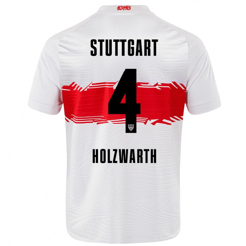 Danxen Dames Luc Holzwarth #4 Wit Rood Thuisshirt Thuistenue 2025/26 T-Shirt