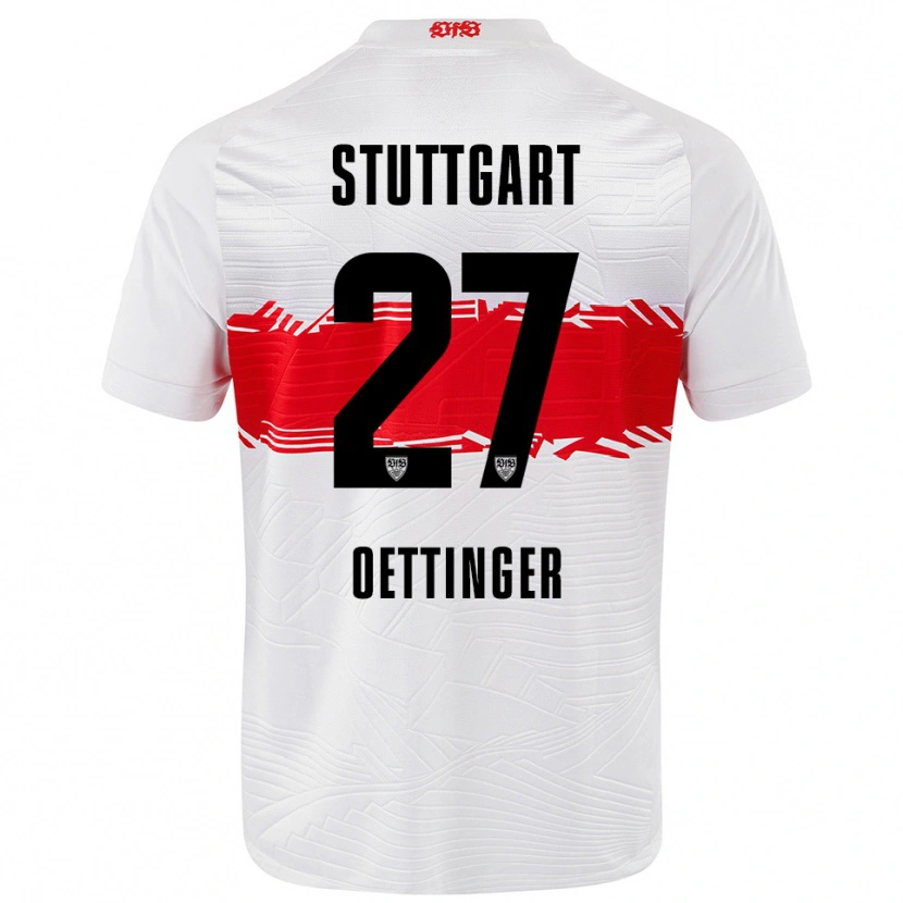 Danxen Dames Jannik Oettinger #27 Wit Rood Thuisshirt Thuistenue 2025/26 T-Shirt
