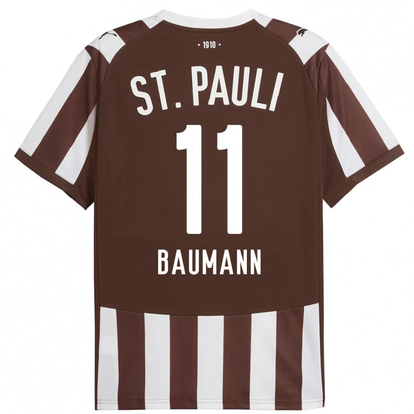 Danxen Dames Malte Baumann #11 Koffie Wit Thuisshirt Thuistenue 2025/26 T-Shirt