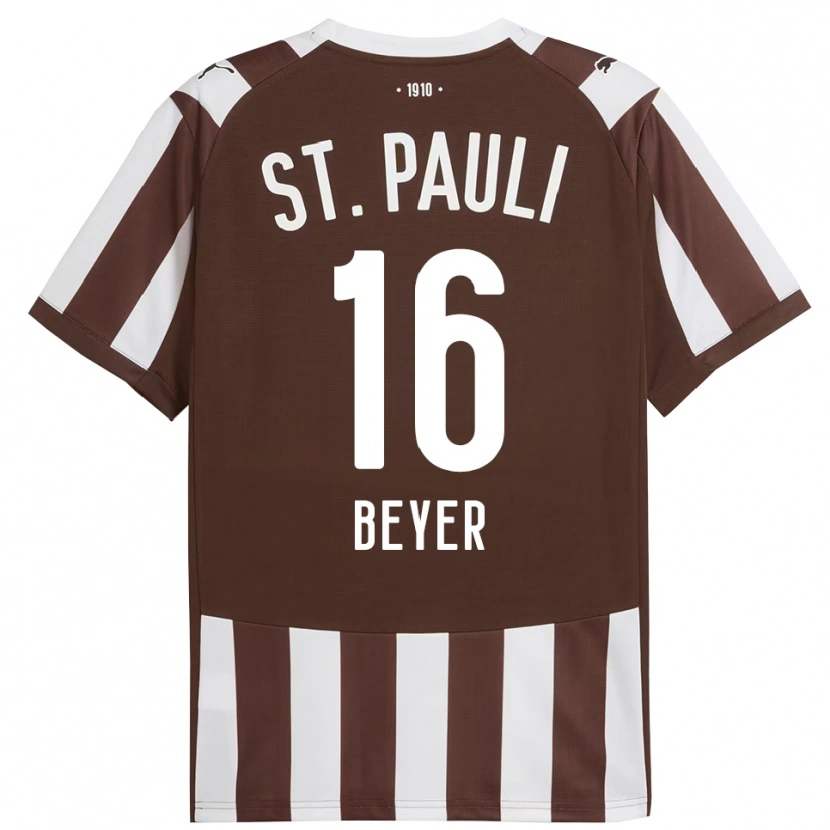 Danxen Dames Lasse Beyer #16 Koffie Wit Thuisshirt Thuistenue 2025/26 T-Shirt