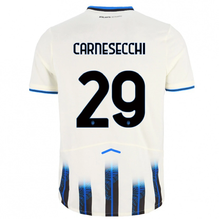 Danxen Dames Marco Carnesecchi #29 Wit Blauw Uitshirt Uittenue 2025/26 T-Shirt