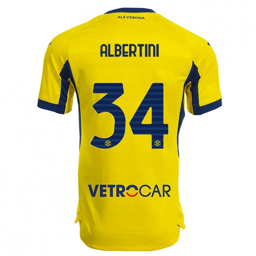 Danxen Dames Francesco Albertini #34 Geel Marineblauw Uitshirt Uittenue 2025/26 T-Shirt