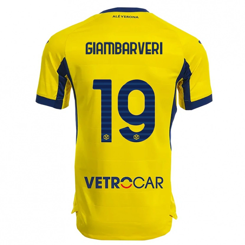 Danxen Dames Mattia Giambarveri #19 Geel Marineblauw Uitshirt Uittenue 2025/26 T-Shirt