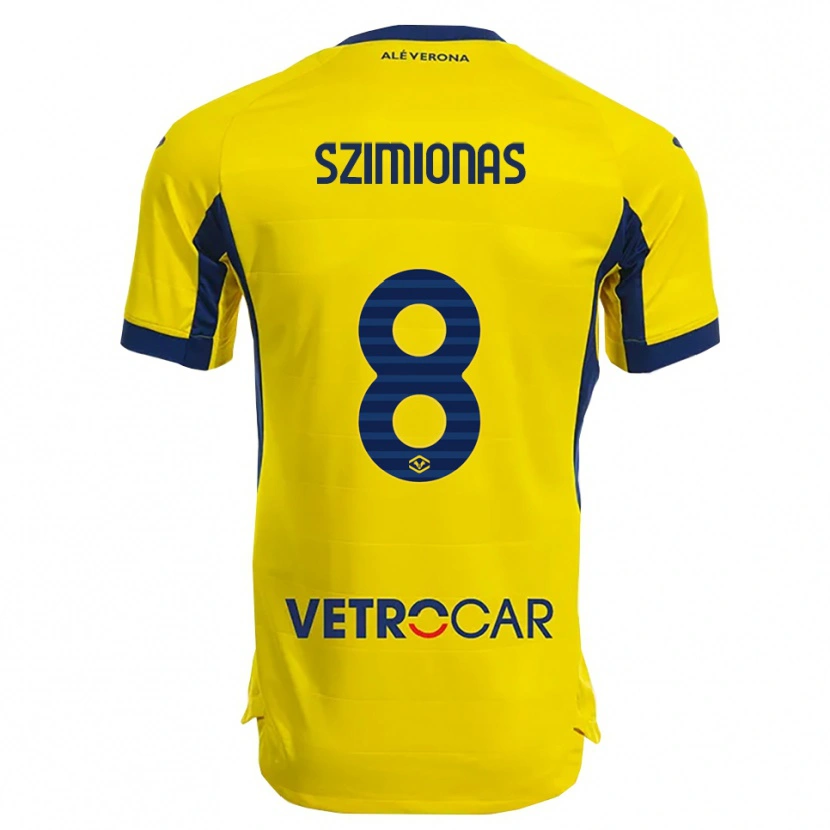 Danxen Dames Luca Szimionaș #8 Geel Marineblauw Uitshirt Uittenue 2025/26 T-Shirt