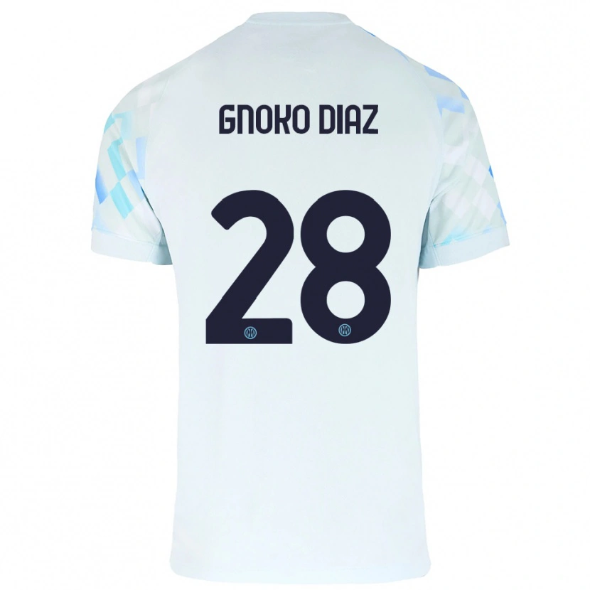 Danxen Dames Hillary Gnoko Diaz #28 Wit Blauw Uitshirt Uittenue 2025/26 T-Shirt