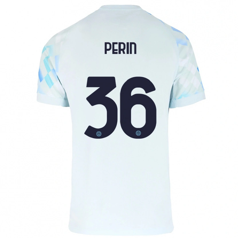 Danxen Dames Nicolo Perin #36 Wit Blauw Uitshirt Uittenue 2025/26 T-Shirt