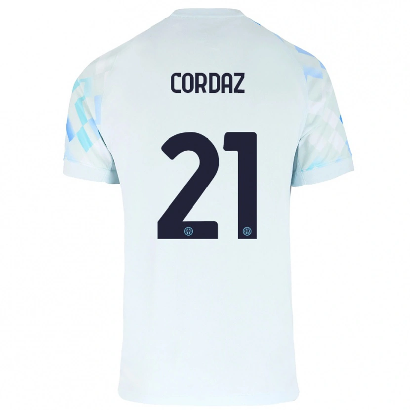 Danxen Dames Alex Cordaz #21 Wit Blauw Uitshirt Uittenue 2025/26 T-Shirt