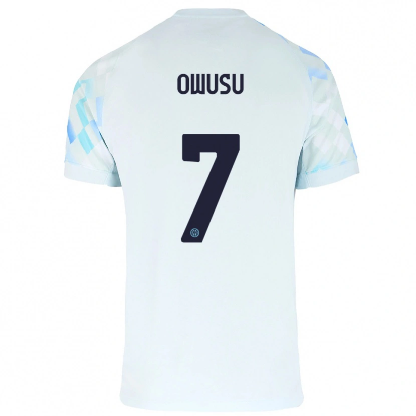 Danxen Dames Enoch Owusu #7 Wit Blauw Uitshirt Uittenue 2025/26 T-Shirt