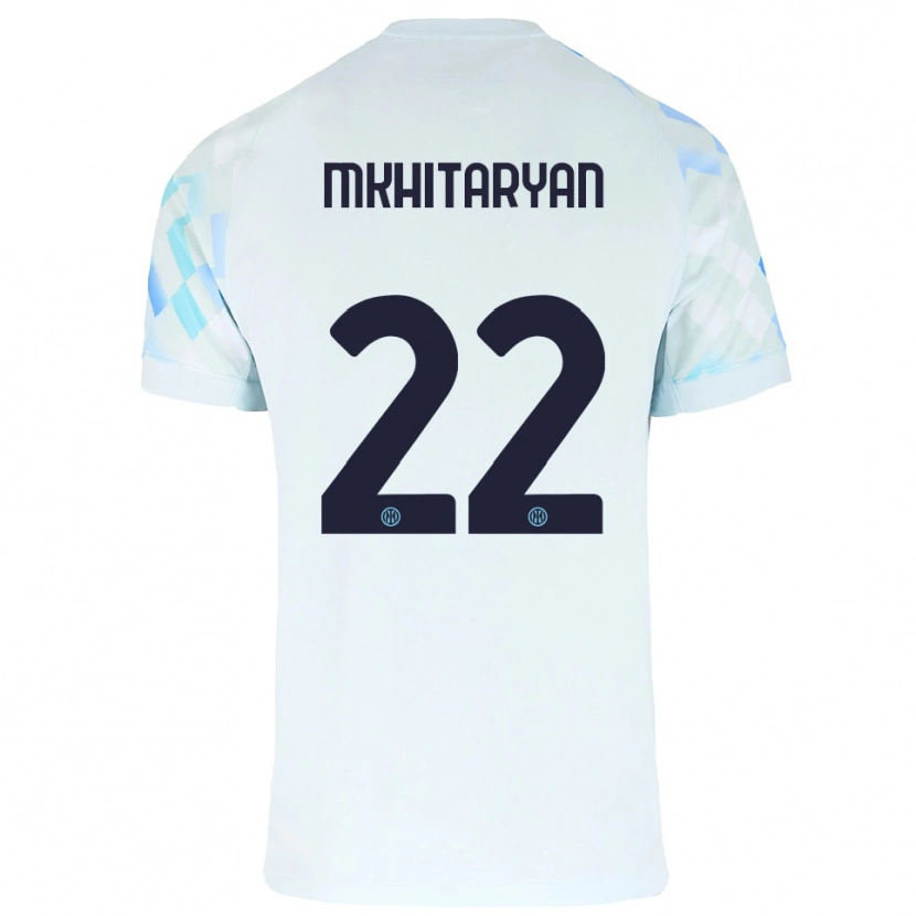 Danxen Dames Henrikh Mkhitaryan #22 Wit Blauw Uitshirt Uittenue 2025/26 T-Shirt
