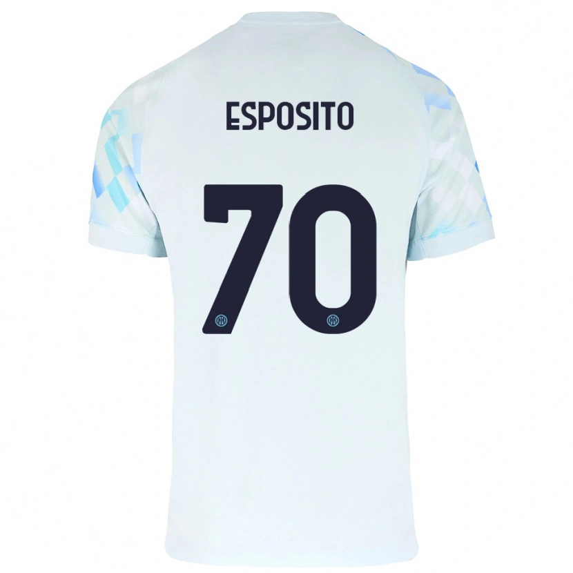 Danxen Dames Sebastiano Esposito #70 Wit Blauw Uitshirt Uittenue 2025/26 T-Shirt