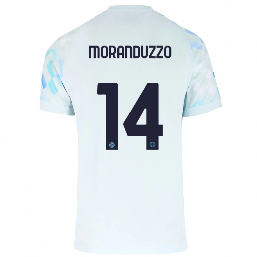 Danxen Dames Nicolo Moranduzzo #14 Wit Blauw Uitshirt Uittenue 2025/26 T-Shirt