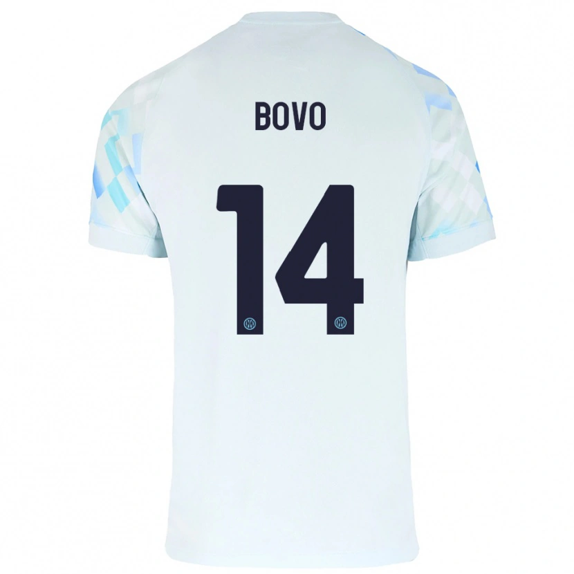 Danxen Dames Leonardo Bovo #14 Wit Blauw Uitshirt Uittenue 2025/26 T-Shirt