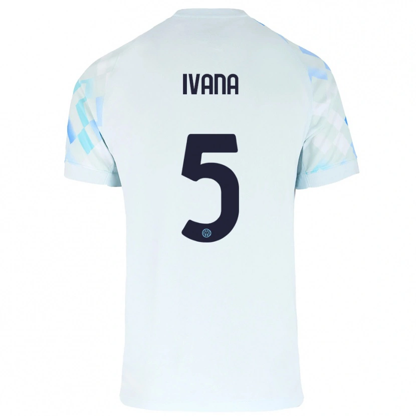 Danxen Dames Ivana Andrés Sanz #5 Wit Blauw Uitshirt Uittenue 2025/26 T-Shirt