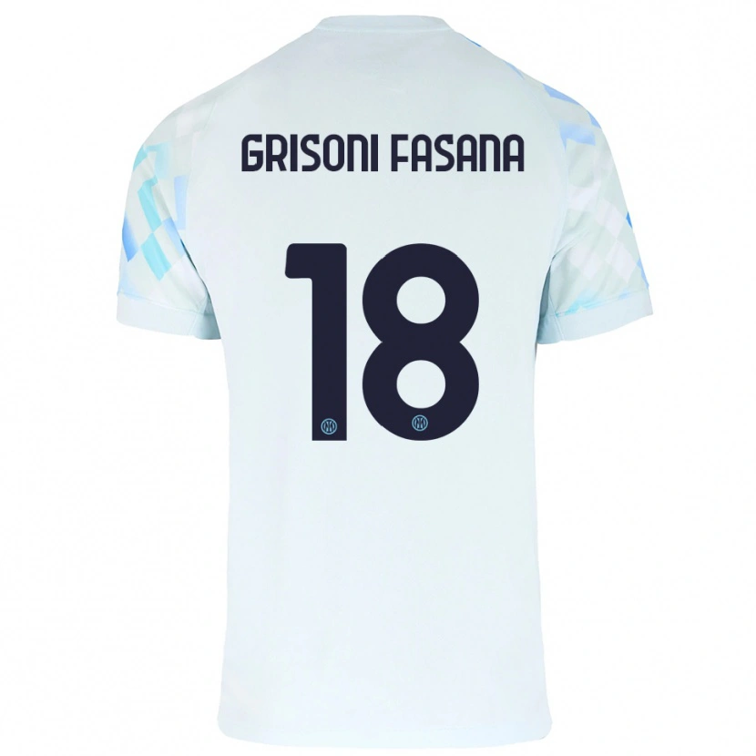 Danxen Dames Marco Grisoni Fasana #18 Wit Blauw Uitshirt Uittenue 2025/26 T-Shirt