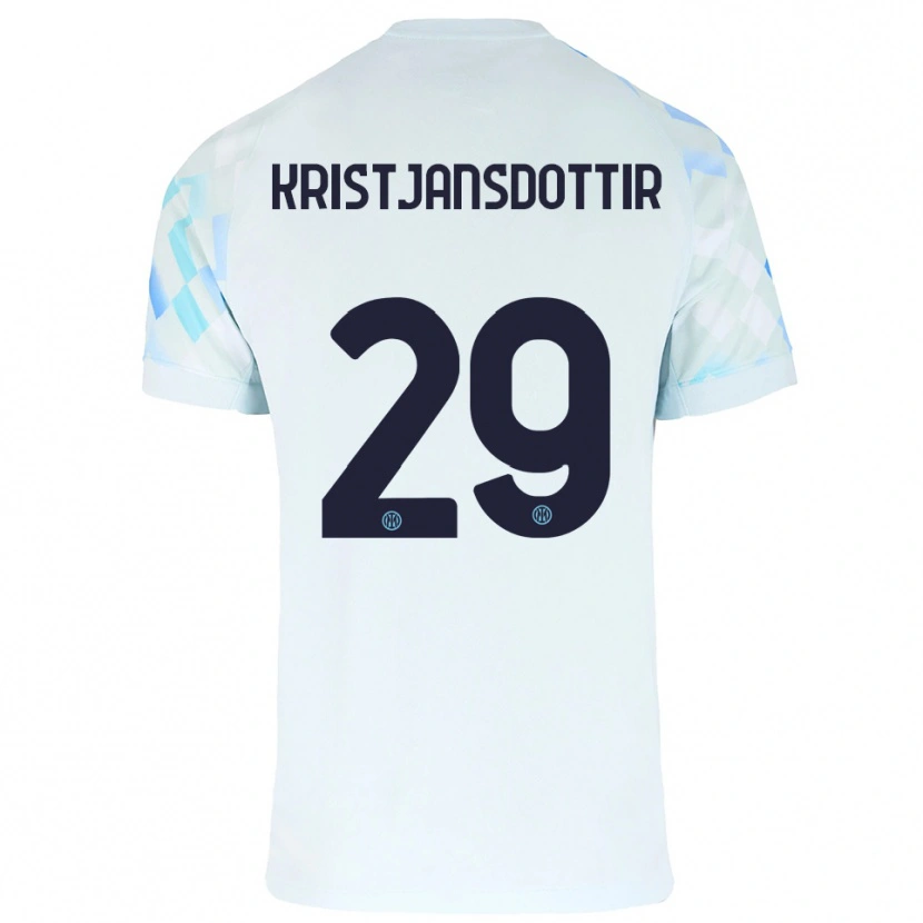 Danxen Dames Anna Bjork Kristjansdottir #29 Wit Blauw Uitshirt Uittenue 2025/26 T-Shirt
