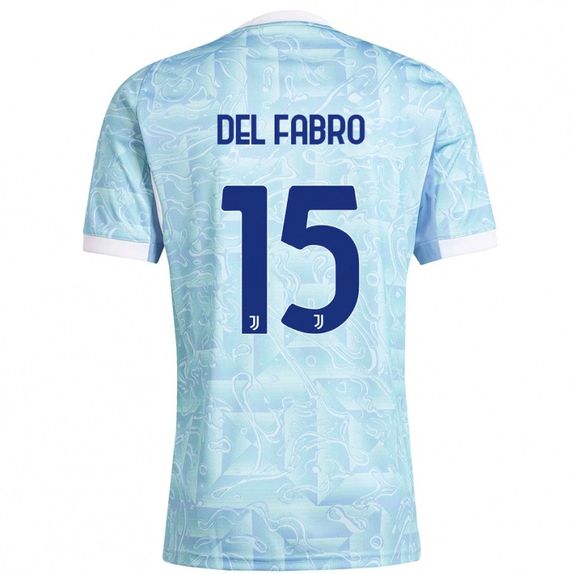 Danxen Dames Jacopo Del Fabro #15 Hemelblauw Geel Uitshirt Uittenue 2025/26 T-Shirt