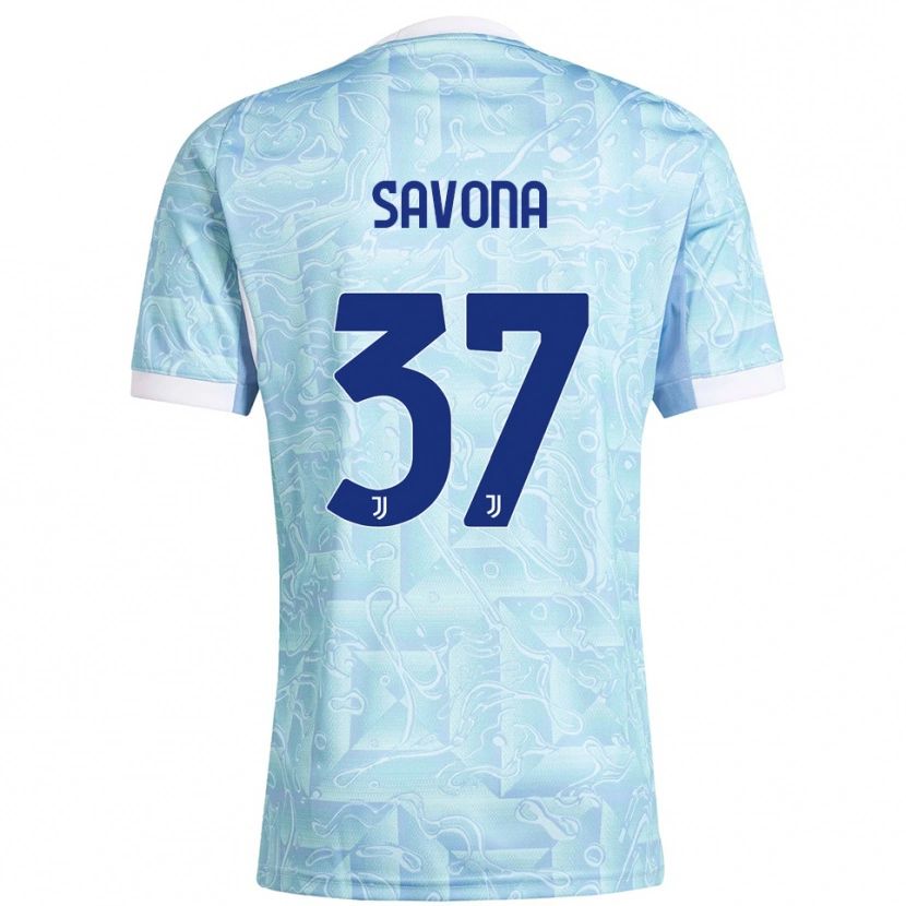 Danxen Dames Nicolò Savona #37 Hemelblauw Geel Uitshirt Uittenue 2025/26 T-Shirt