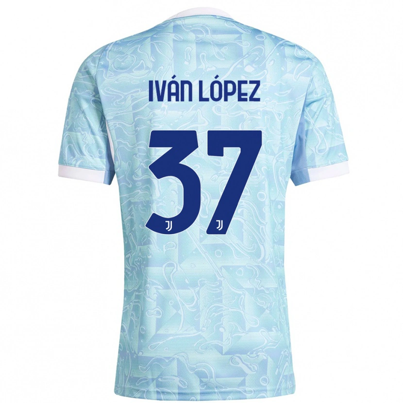 Danxen Dames Iván López #37 Hemelblauw Geel Uitshirt Uittenue 2025/26 T-Shirt