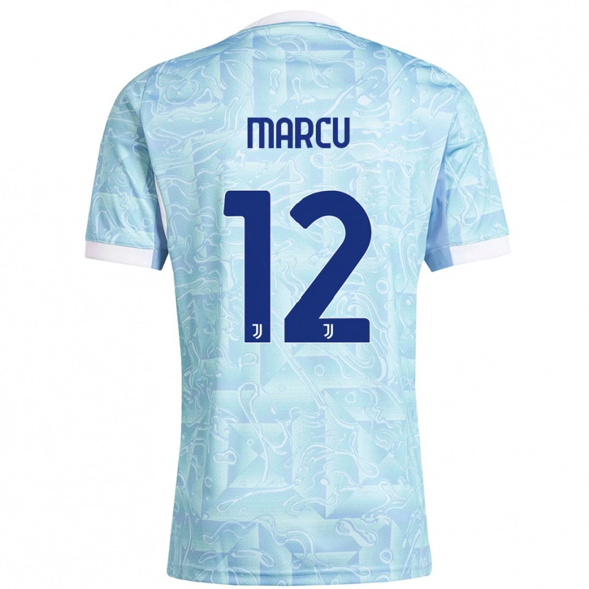 Danxen Dames Alessio Marcu #12 Hemelblauw Geel Uitshirt Uittenue 2025/26 T-Shirt