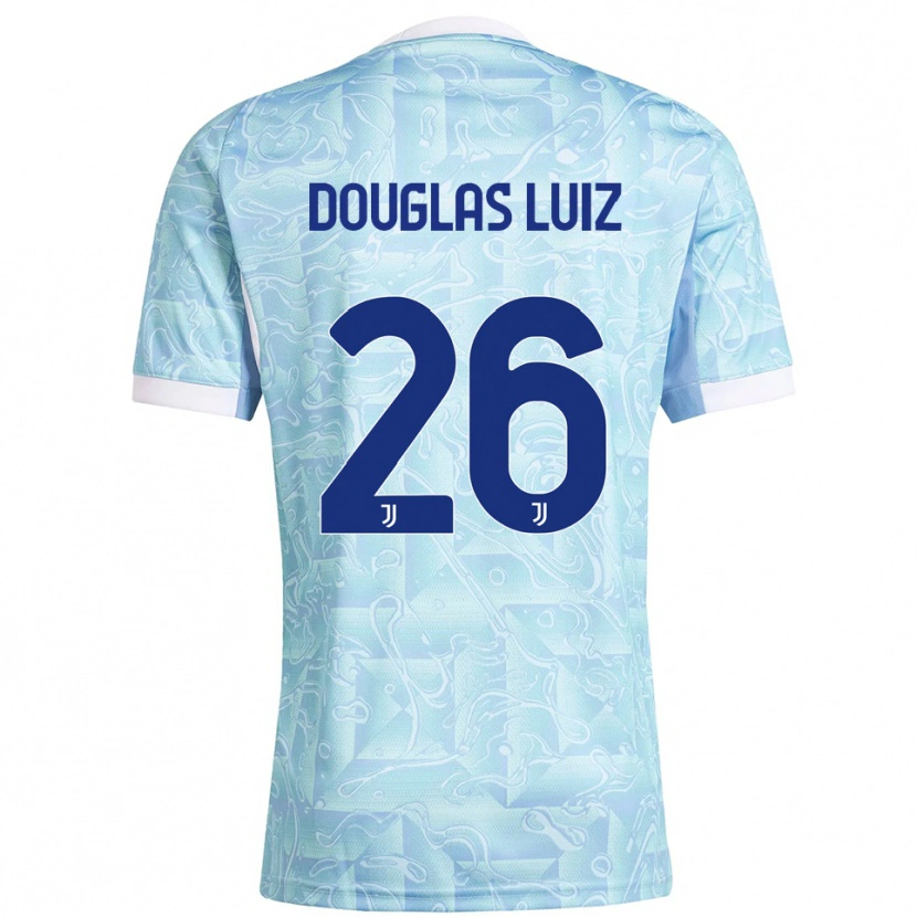 Danxen Dames Douglas Luiz #26 Hemelblauw Geel Uitshirt Uittenue 2025/26 T-Shirt
