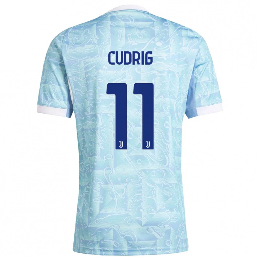 Danxen Dames Nicolò Cudrig #11 Hemelblauw Geel Uitshirt Uittenue 2025/26 T-Shirt