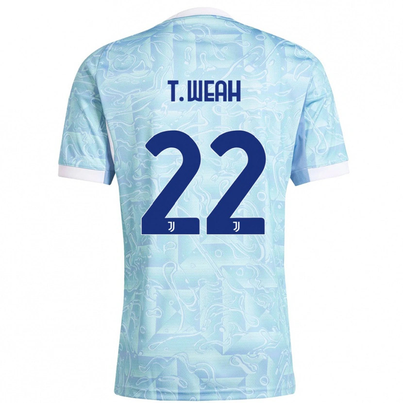 Danxen Dames Timothy Weah #22 Hemelblauw Geel Uitshirt Uittenue 2025/26 T-Shirt