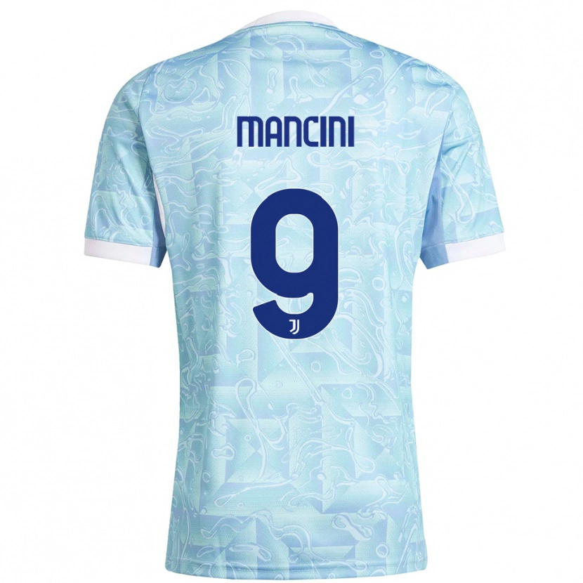 Danxen Dames Tommaso Mancini #9 Hemelblauw Geel Uitshirt Uittenue 2025/26 T-Shirt
