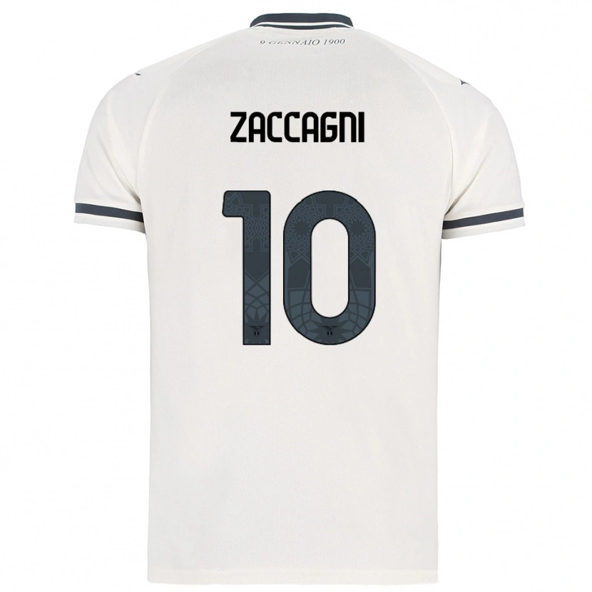 Danxen Dames Mattia Zaccagni #10 Wit Marineblauw Uitshirt Uittenue 2025/26 T-Shirt
