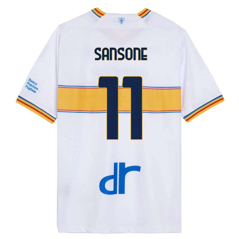 Danxen Dames Nicola Sansone #11 Wit Geel Uitshirt Uittenue 2025/26 T-Shirt