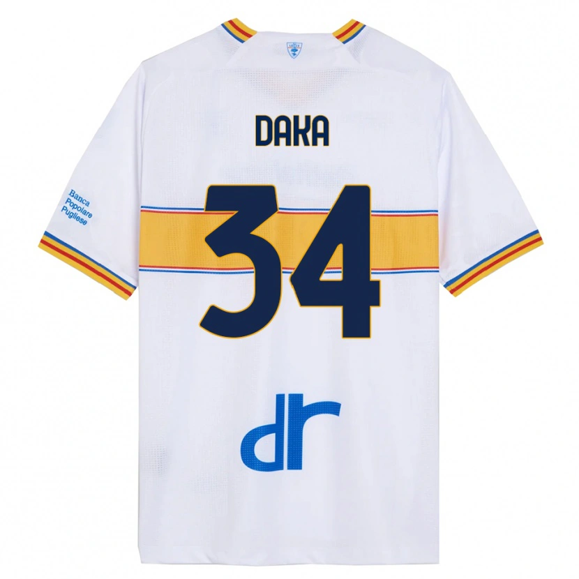 Danxen Dames Dario Daka #34 Wit Geel Uitshirt Uittenue 2025/26 T-Shirt