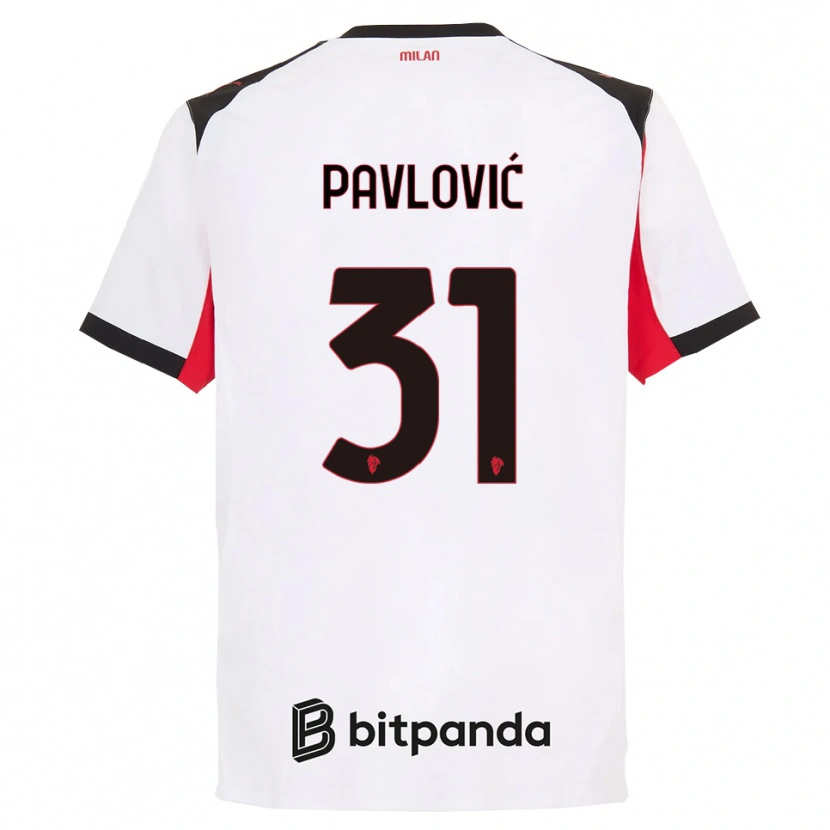Danxen Dames Strahinja Pavlović #31 Wit Zwart Uitshirt Uittenue 2025/26 T-Shirt