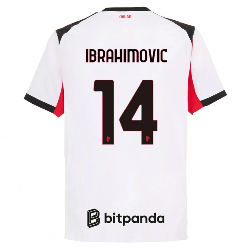 Danxen Dames Vincent Ibrahimović #14 Wit Zwart Uitshirt Uittenue 2025/26 T-Shirt